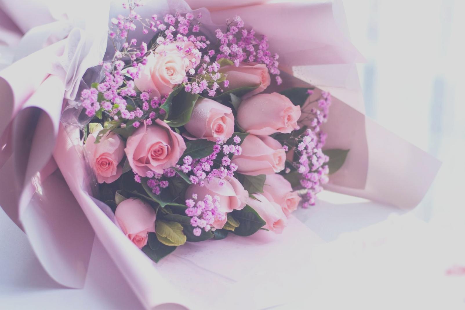 Floral arrangement studio with detailed botanical compositions